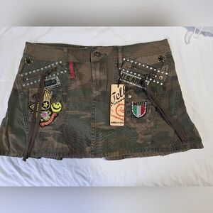 Camouflage Mini Skirt with Embellishments